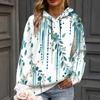 Women Plus Size Abstract Printed Long Sleeve Drawstring Hoodie Kangaroo Pocket Pullover