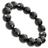 Black Onyx Cut Bracelet 12mm Natural Stone Power Stone Agate Amulet Unisex Men L Women LL Approx 19.5cm Silicone Pouch Included