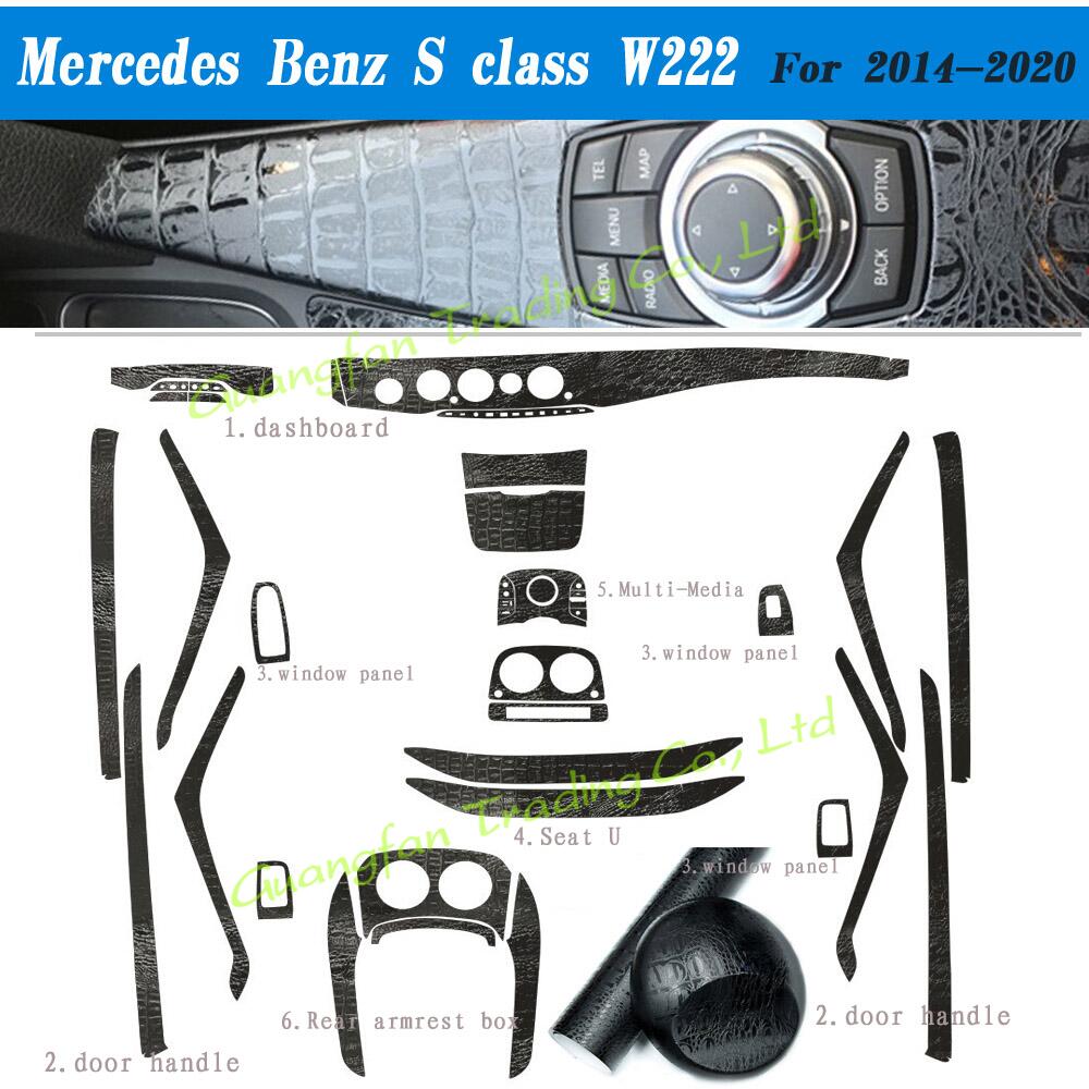 car-Styling 5D Carbon Fiber Car Interior Center Console Color Change Molding Stickers Decals For Benz S class W222 2014-