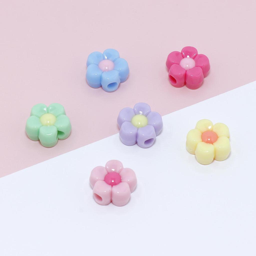 Acrylic Double Color Cartoon Flower Beads for DIY Petal Bracelets and Jewelry Accessories