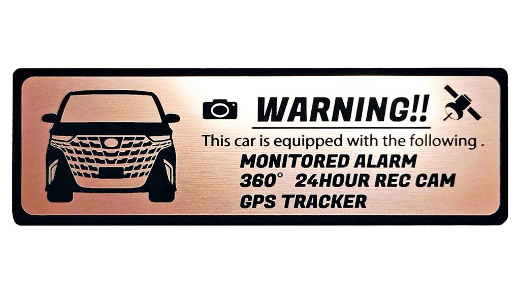 New 40 Series ALPHARD Security Emblem 24 Hour Monitoring Dash Cam GPS Tracker Sticker (Pink Gold)