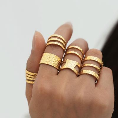 Personalized Ring, Stainless Steel Vacuum Plated 18K Gold Simple Open Jewelry