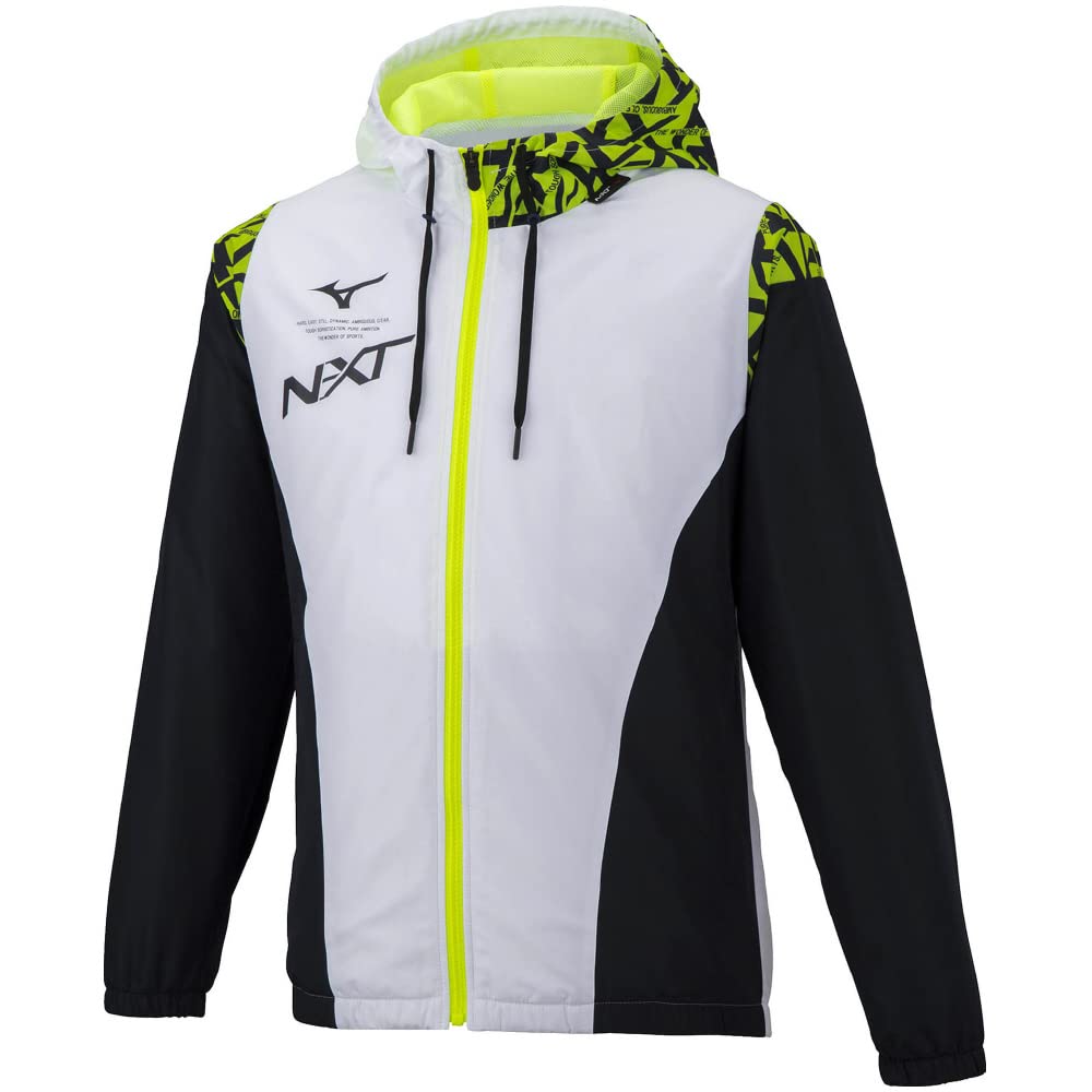 Mizuno Windbreaker Windproof and Training White X Deep Size S N-XT Jacket, Water-Repellent, Wear, 32JE2745, Navy,