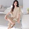 Pajamas Women's 1011 New Spring and Summer Thin Short-sleeved Large-size Cropped Pants Loungewear Modal Suit
