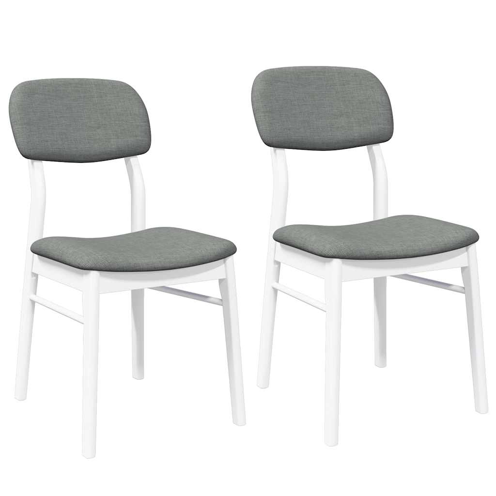 Dining Chairs with Cushions 2 pcs White Solid Rubberwood