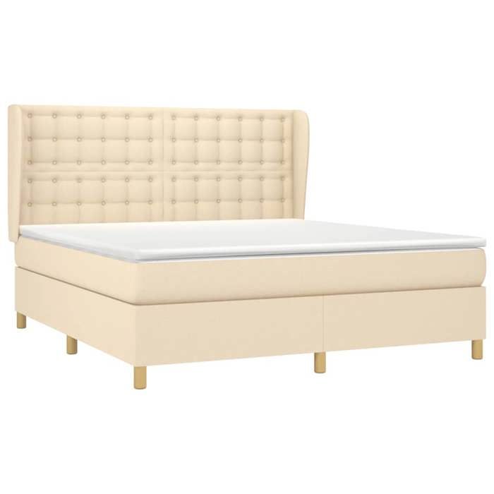 3128866 vidaXL Lit à sommier tapissier avec matelas Crème 180x200 cm Tissu