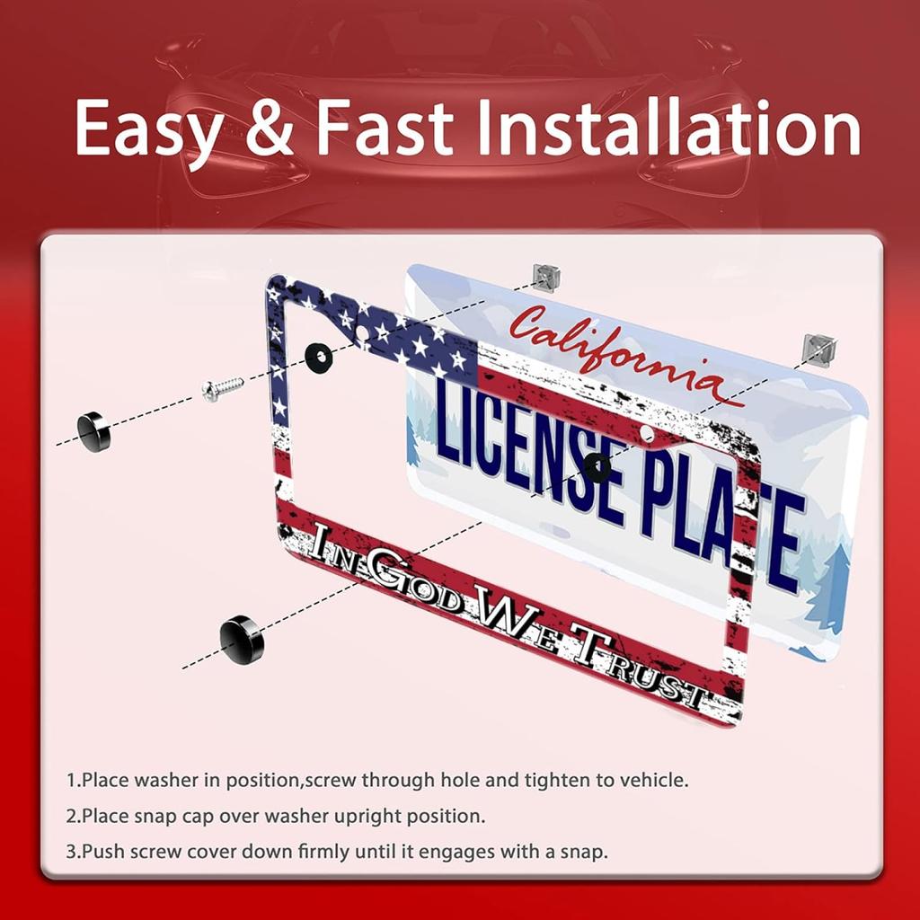 Personalise In God We Trust Christian License Plate Frames Car Universal Accessories Stainless Steel License Plate Cars Decor Screw Caps Fits