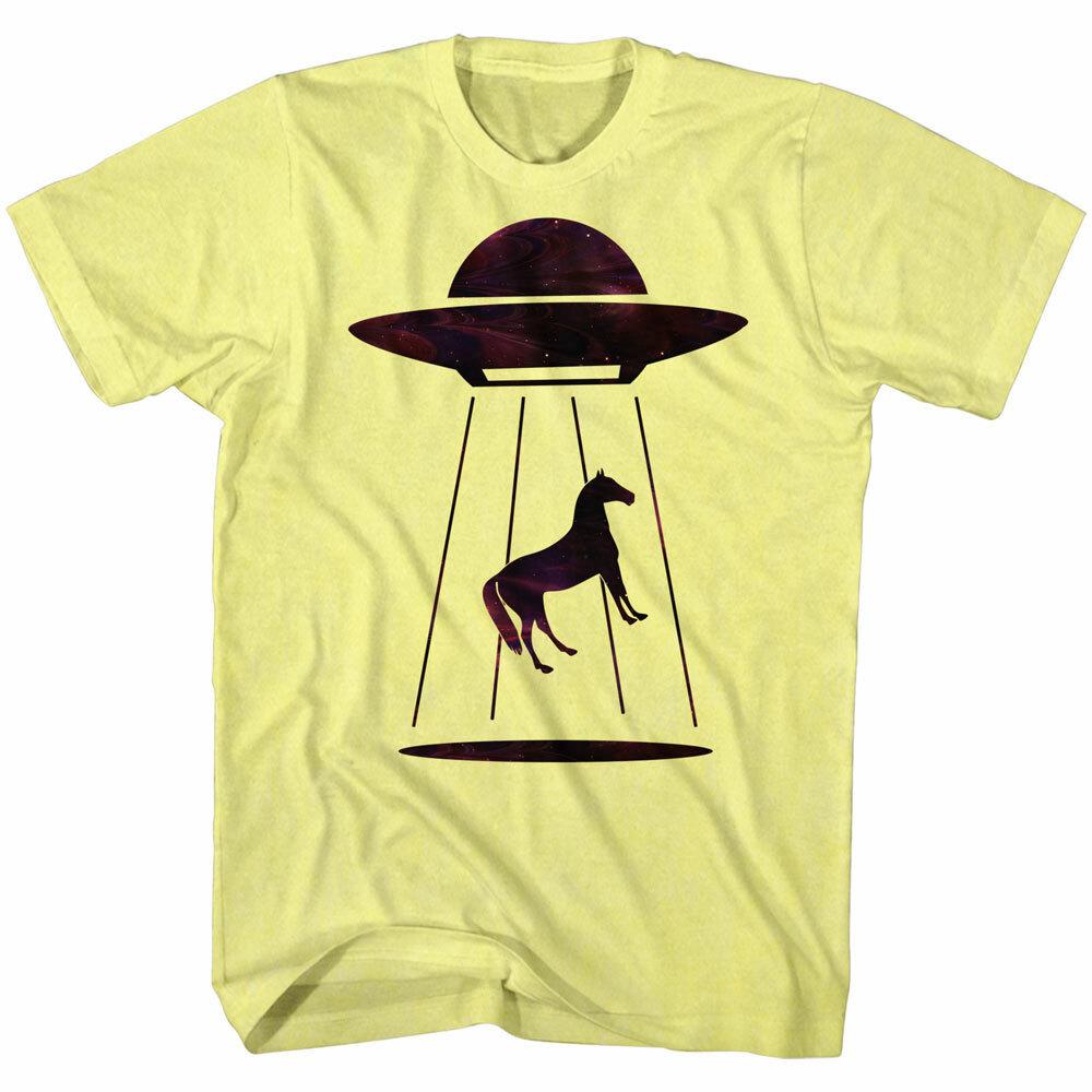Cosmic Society Alien Abduction Mens T Shirt Space Horse UFO Invader Top XXXL