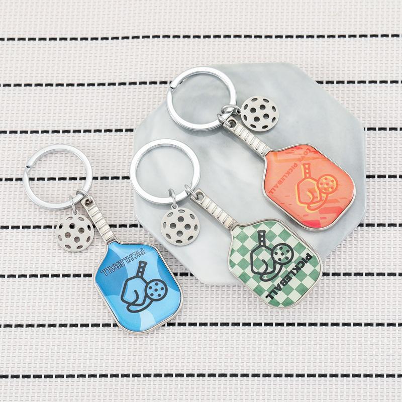 3D Metal Sporty Pickleball Keychain For Women Key Ring Pickleball Racket Keychain Key Holder Keychain Bag Pendant