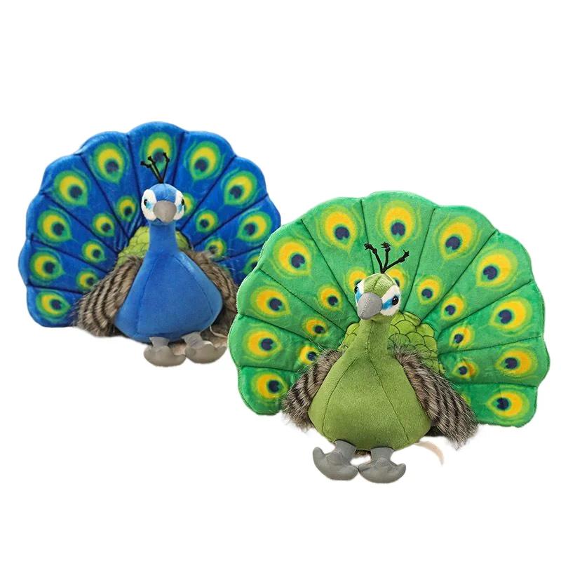 25CM Colorful Peacock Plush Toy Zoo Commemorative Feather Opening Screen Doll Bird Toy Send Children Birthday Christmas Gifts