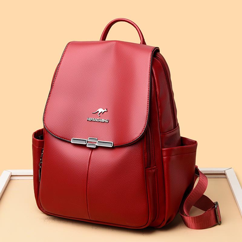 Lederrucksack Damen Reiserucksack mit großem Fassungsvermögen