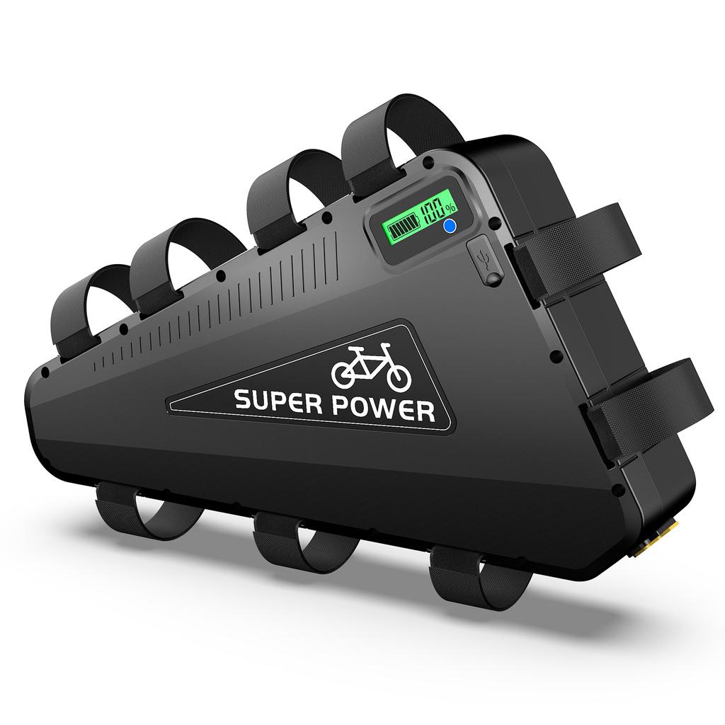Almacén UE Batería Triángulo Ebike 48V 30Ah con Celdas de Iones de Litio 21700 BMS GPS 50A Cargador Rápido 4A