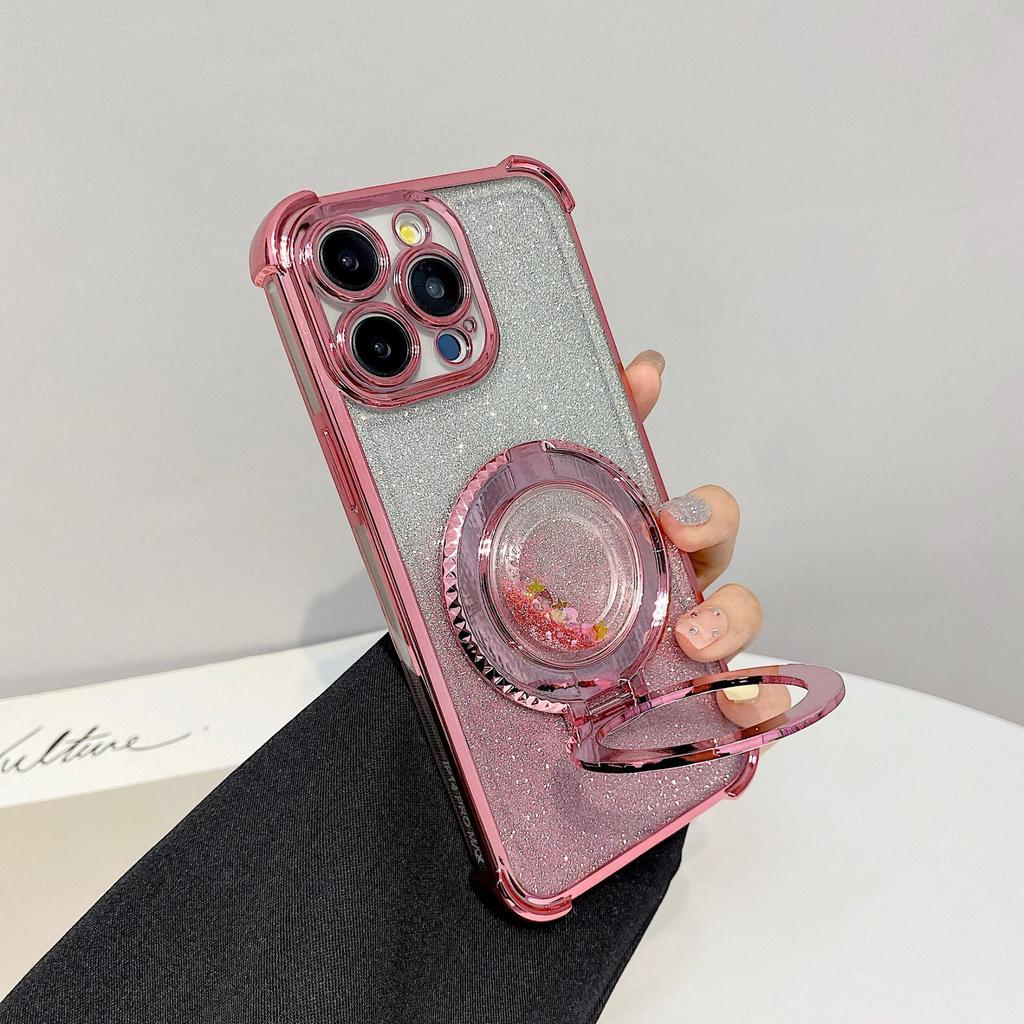 Applicable to iPhone17Promax electroplated mobile phone case Apple 16/15 simple light luxury 14/13 with bracket 7P/X