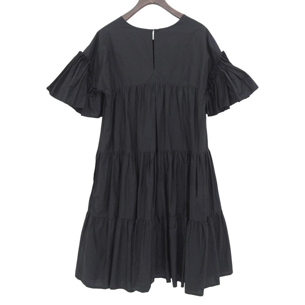 MERLETTE Juana Juana Pleated Sleeve Tiered Dress Women's Black Dress ― blackUsed