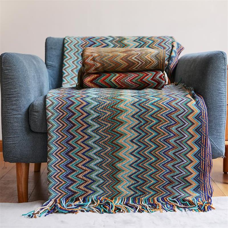 Mantas Tejidas Bohemias con Borlas Mantas para Cama Sofá Manta Decorativa Manta Suave Cálida Colcha Decoración del Hogar