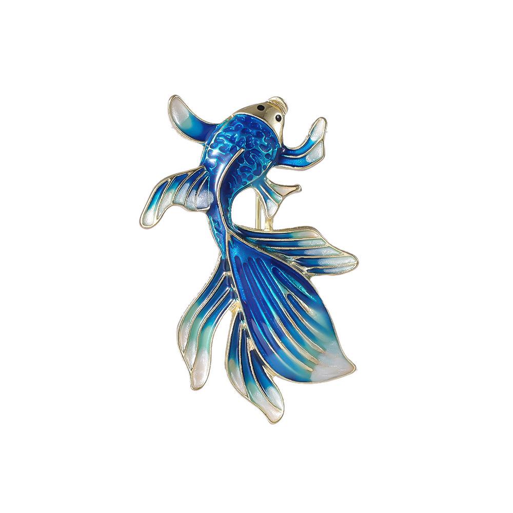 Nuevo Broche de Carpa Estilo Chino para Mujer Pin de Pez Dorado Accesorios Sencillos para Traje para Mujer
