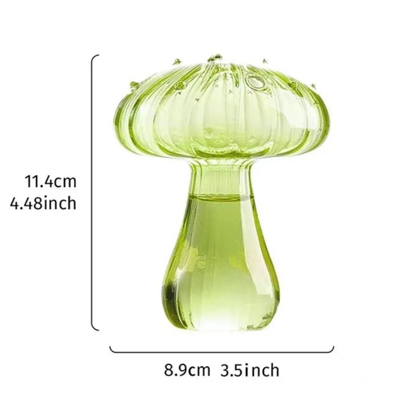 Glass Colorful Mushroom Vase Hydroponic Plant Flower Nordic Style Indoor Home Decor Arrangement Ornament Room Desktop Decoration