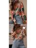 European Summer Casual Women's Long Sleeve Printed Lapel Shirt