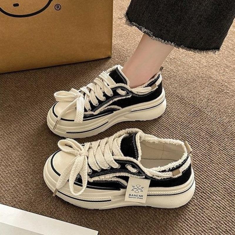 Platform Canvas Shoes Women's Shoes Autumn New Heightening Beggar Board Shoes Female Students Versatile White Shoes