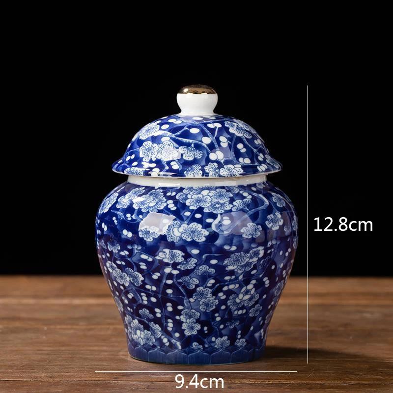 Blue and White Porcelain Tea Canister Ceramic Tea Organizer Box Storage Jars Desk Decoration Tea Jar Coffee Container Teas Caddy