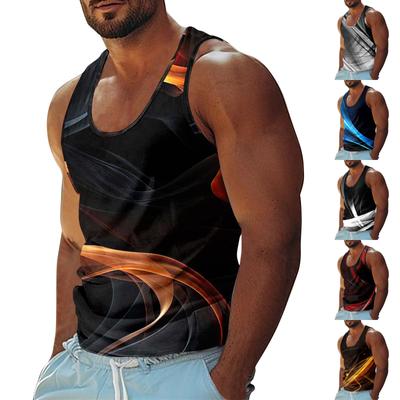 Tanktop für Herren, Sommer, Surf- und Strand-Top, lässig, atmungsaktiv, ärmellos, lockerer Aufdruck