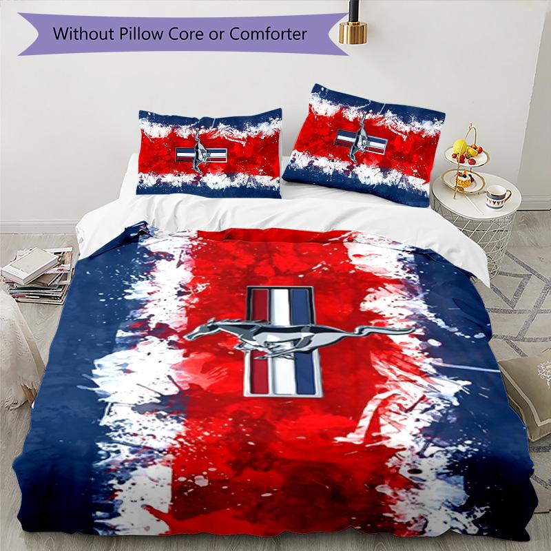 Mustang 3pcs Bedding Set Duvet Cover Closure Includes 1 Duvet Cover & 2 Pillowcases for All Seasons Bedroom Home Dorm Decor