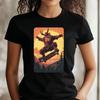 T-Shirt Women Viking Rides Skateboard Motif Cotton Size XS To 3XLWill Open In New Window or Tab