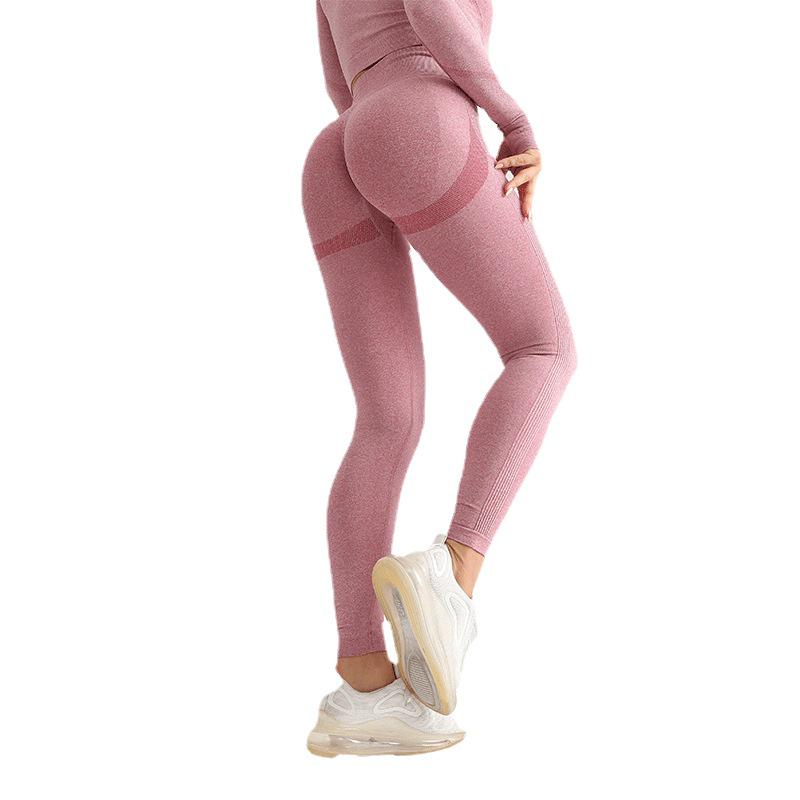 Peach Seamless High-Waist Butt-Lifting Yoga Leggings for Women