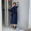 Harajuku Wind Mid-length Sweater Female Ins Striped Long-sleeved Dresses Winter Loose Over The Knee Padded Fashion Retro Versatile Sweatshirt