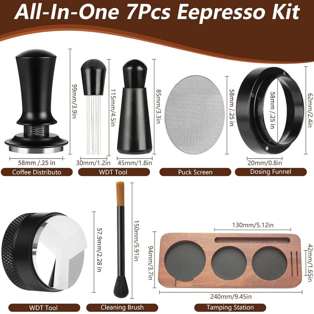 

Coffee Tamper 58mm Coffee Powder Press Tamping Set Espresso Machine Tamper for Home Kitchen Cafe Bar Office Countertop