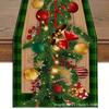 Santa Snowman Christmas Tablecloth Reindeer Poinsettia Table Runner Xmas Table Flag  Kitchen