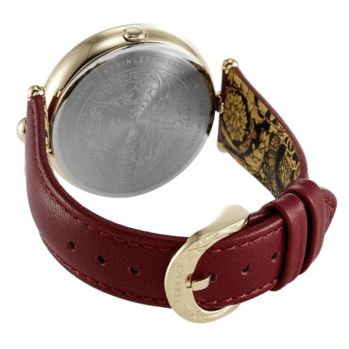 Versace Palazzo Empire Barocco Watch, Red Dial, Stainless Steel, Sapphire Crystal, Quartz Movement, 34mm, Swiss Made, VECO01520, Men's