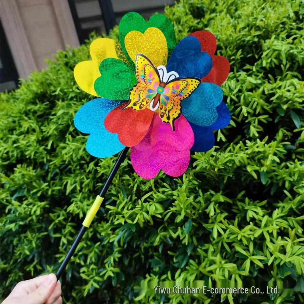Colorful Glitter Insect Double-Layer Pinwheel Outdoor Toys