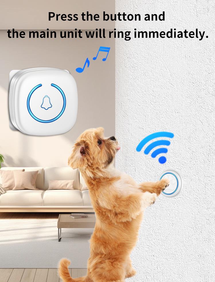 Inteligentny Wodoodporny Bezprzewodowy Dzwonek dla Psa: Dzwonek dotykowy z 1 odbiornikiem i 1 nadajnikiem do szkolenia zwierząt domowych