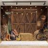 Western Cowboy Photography Backdrop Rustic Farm Barn Haystack Wood House Horse Wheel Background Party Decor Photo Shoot Props