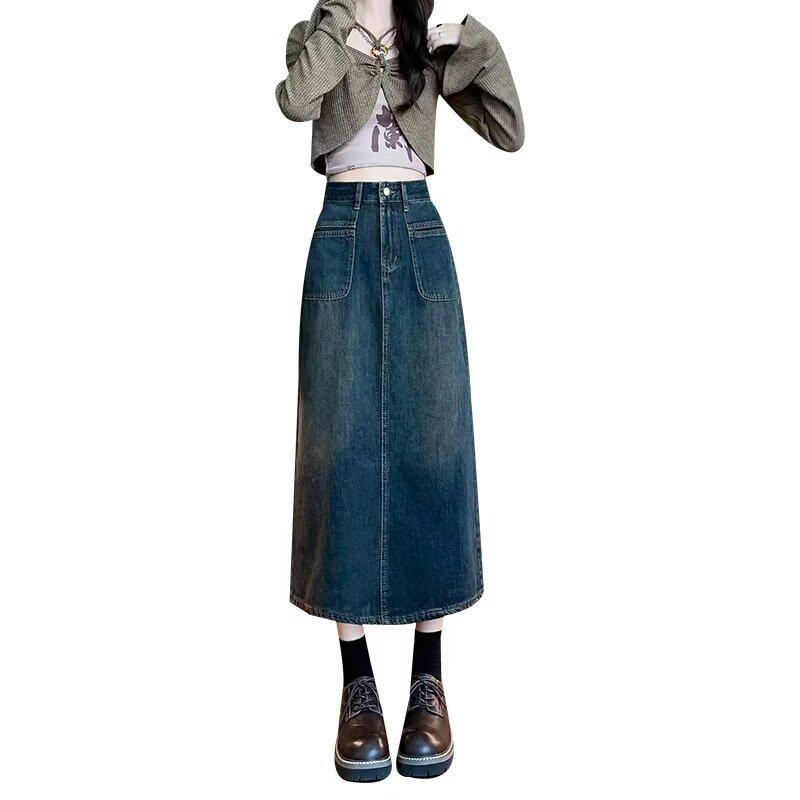 

Women s Petite High-Waisted A-Line Denim Skirt with Front Patch Pocket 3XL