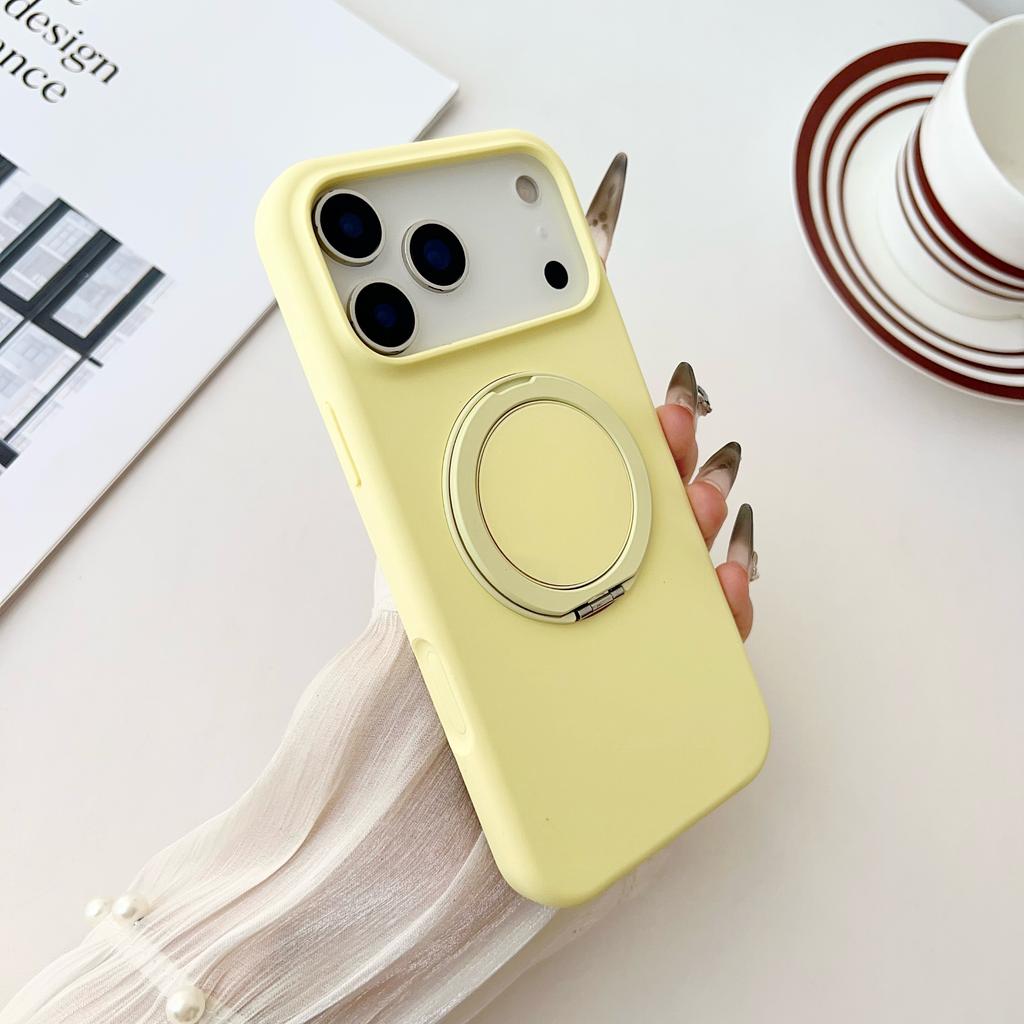 Custodia in Silicone Liquido Lussuosa con Supporto ad Anello Rotante a 360° per iPhone 17 Air 16 E 15 14 Plus 13 12 Pro Max Copertura con Supporto