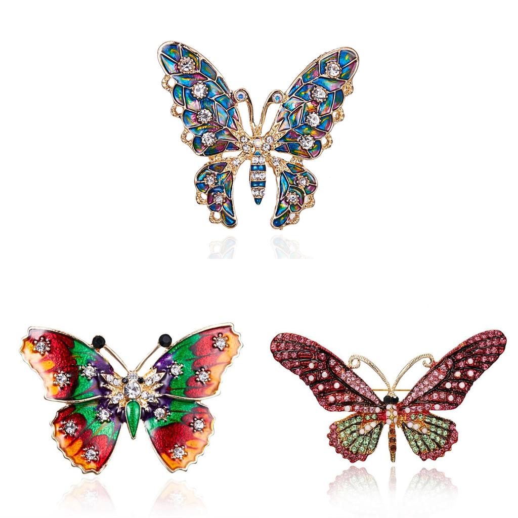 Vintage Butterfly Crystal Brooch Pin With Waterdrop Design For Women And Men