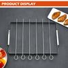 BBQ Skewer Rack Stainless Steel BBQ Metal Skewers Foldable Rotating Rotisserie Grill Rack with 6 Skewers for Shish Kebab