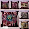 Funny Lgbtq Eat What Cushion Cover Natural Linen Organic Fabric Double-Sided Printing Sofa Home Decor Gift Pillow Cover
