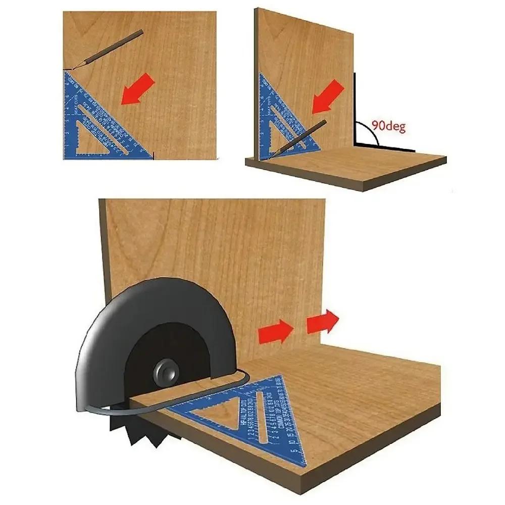 1pc 7 Inch Speed Square Ruler, Aluminum Alloy Triangle Layout Tool, Precision Angle Measuring for Carpentry Woodworking