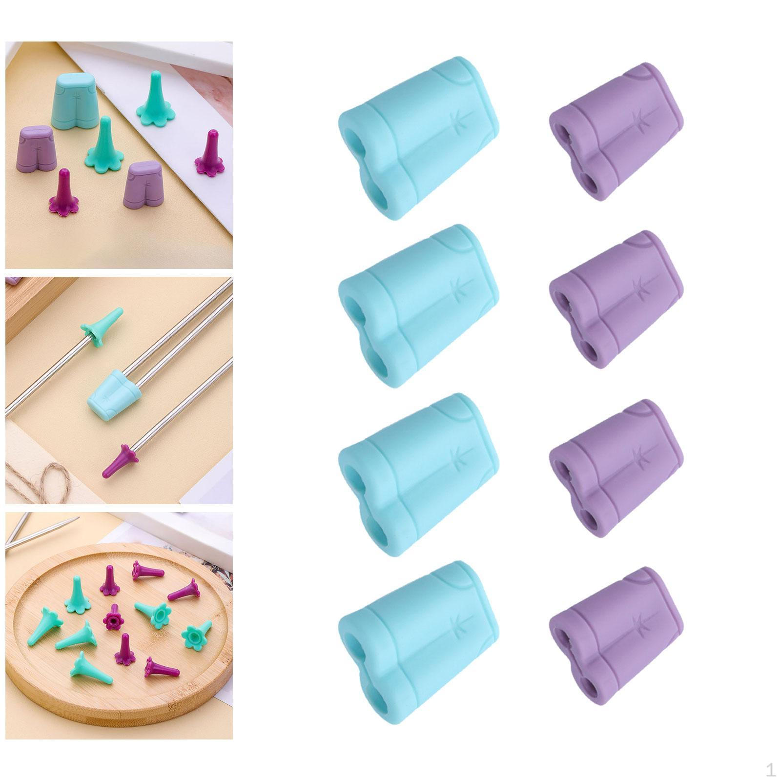 

8 шт. Стопоры для спиц, наконечники, фиксаторы, прочные, противоскользящие, мягкие, для вязания Double