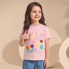 2026 Summer Girls' Floral Print Short-Sleeve T-Shirt - European & American Fashion, Round Neck Children's Clothing