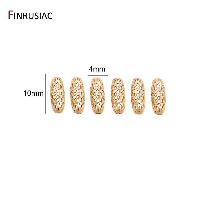 

High Quality Brass Metal Gold Plated Hollow Long Tube Beads Accessories Oval Beads DIY Jewelry Making 10 pieces
