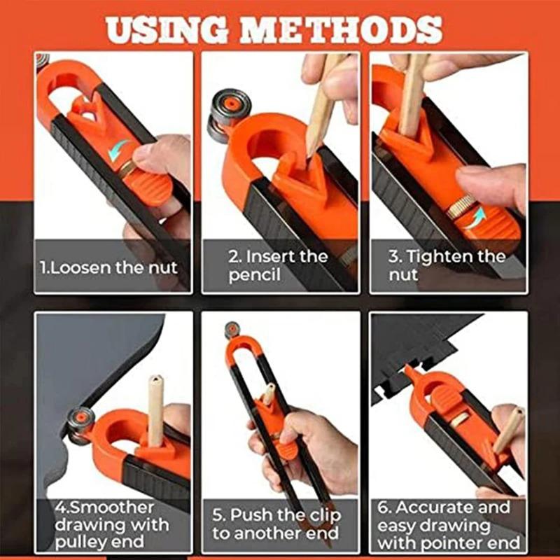 New In Profile Scribing Ruler Contour Gauge with Lock Adjustable Locking Precise Woodworking Measuring Gauge Profile Duplicator