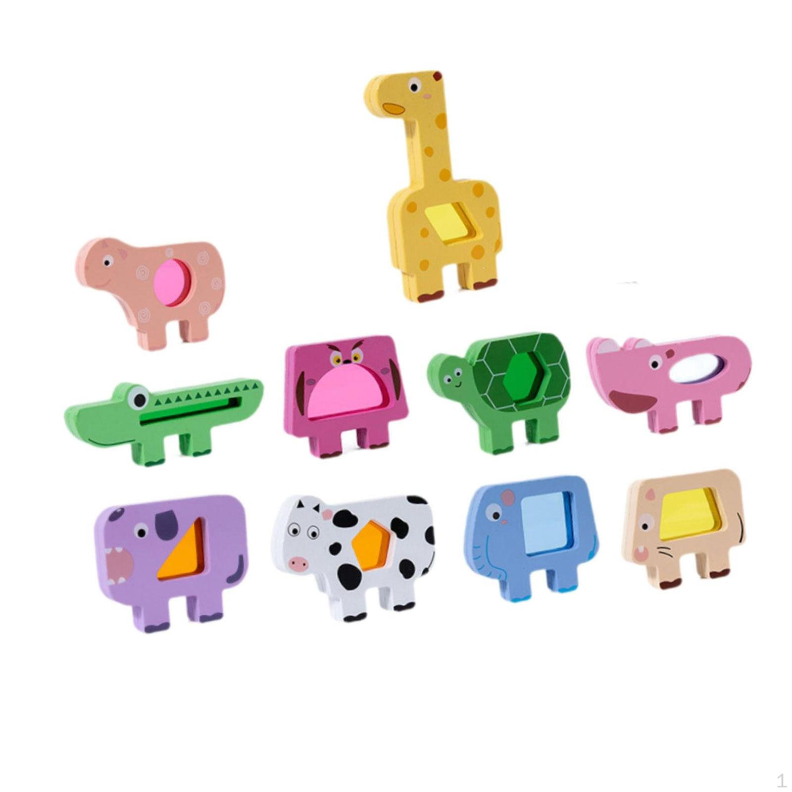 

10 Acrylic Building Blocks – Construction Toy for Preschool, Kindergarten, Parent-Child Play, Animals