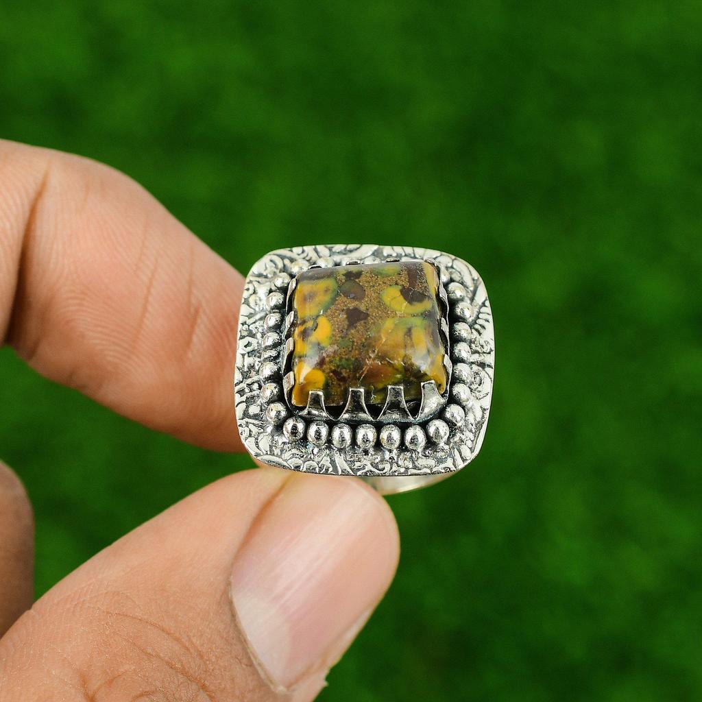 Natural Rhyolite Daughter Birthday Statement Engagement Ring Size 7 925 Silver