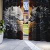2PC Black & White Wolf Print Curtains - Polyester Rod Pocket Drapes for Living Room, Bedroom & Study, Home & Party Decor