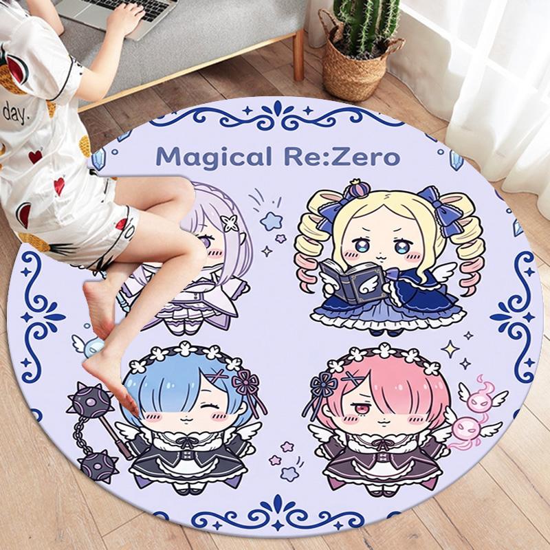 Re Zero Round Area Rug Carpet Rug For Living Room Bedroom Sofa Playroom Decor Nonslip Floor Mat