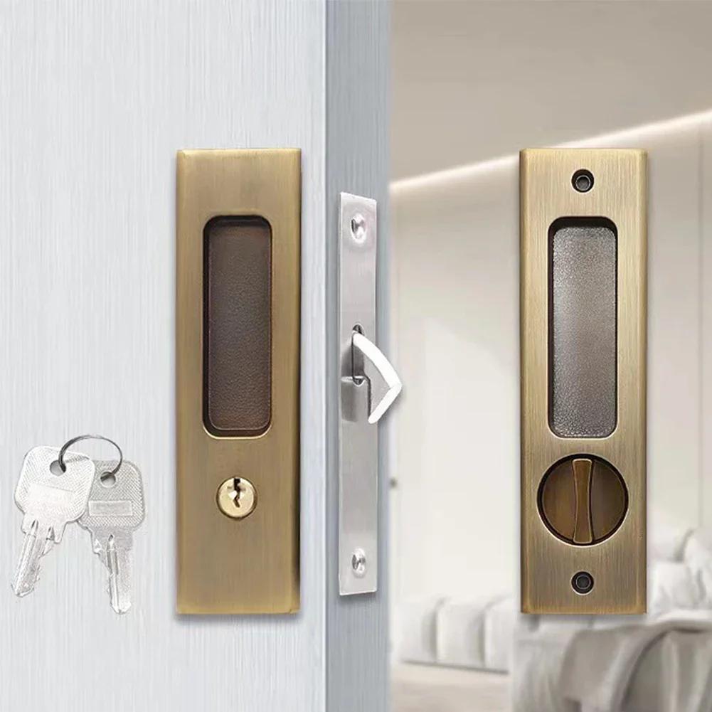 

Invisible Door Lock Balcony Sliding Door Lock With Key Interior Kitchen Hook Lock Embedded Handle Door Lock Hardware